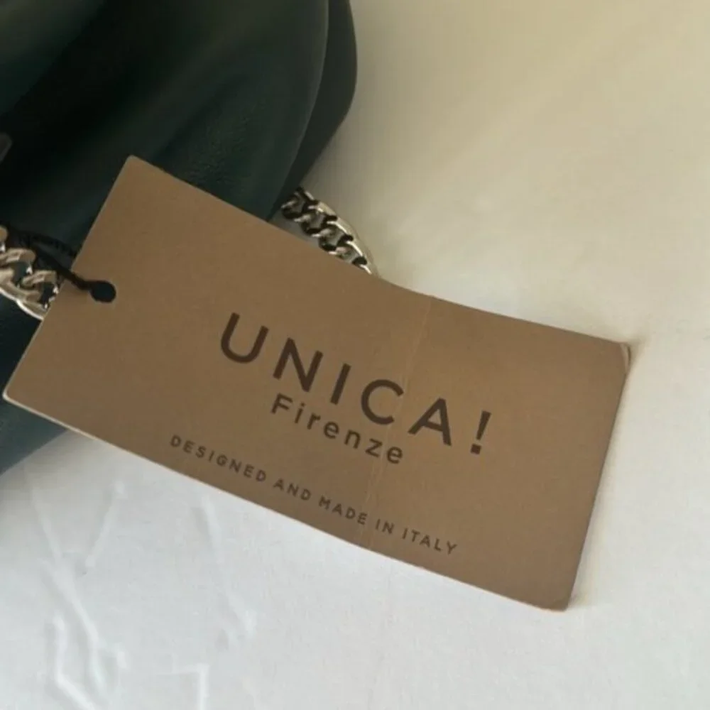 Unica! Firenze Leather Blue Teal Crossbody Convertible Pleated Handbag Clutch